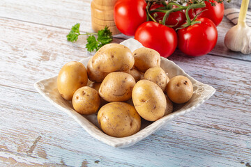 Uncooked raw yellow baby potato