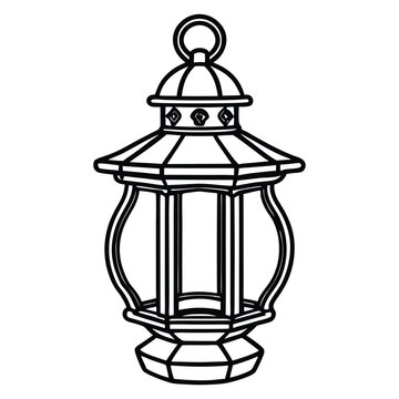 recommend clip art:  A vintage lantern, lamp line art vector illustration on white background.