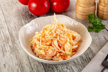 Vegan Coleslaw salad with cabbage and carrot