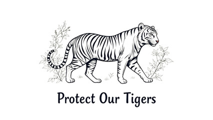 Naklejka premium Endangered White Tiger Conservation and Protection