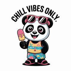 Panda Enjoying a Summer Popsicle