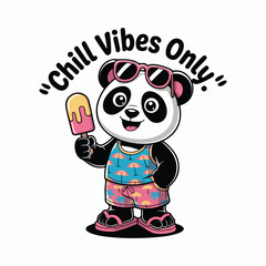 Chill Panda in Hawaiian Outfit