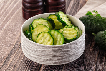 Fresh green ripe cucumber slices