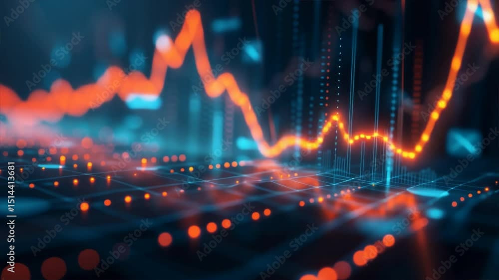 Aufkleber dynamic data visualization showcasing digital graphs and charts reflecting market trends.