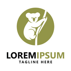 Koala Climbing Tree Logo - Wildlife Conservation Design