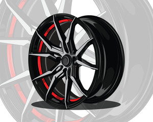Alloy Wheel Auto Parts drawing vector illustration