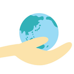 地球と手のシンプルなイラスト：エコ・世界・未来 - Simple Earth and Hand Illustration: Eco, World, and Future