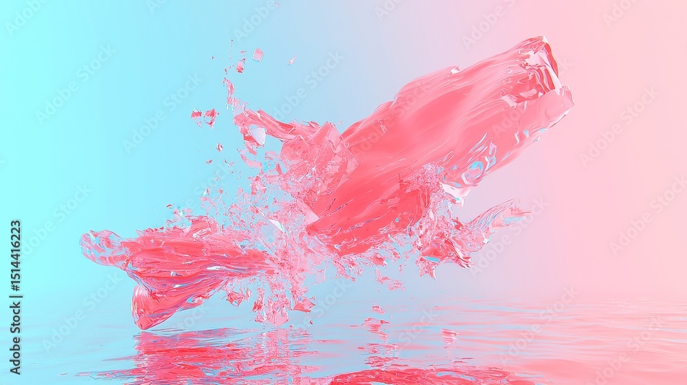Aufkleber glitch stream wall, an immersive display of flowing glitch ribbons with dynamic geometric overlays i
