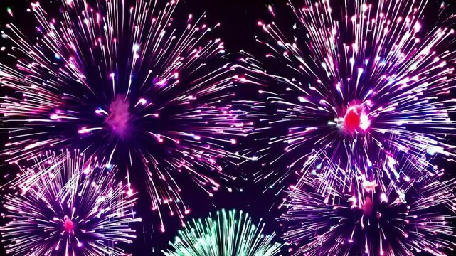 Rhythmic Neon Fireworks Seamless Loop