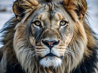 Fototapeta premium Majestic Lion Portrait. The King of the Jungle in Stunning Detail