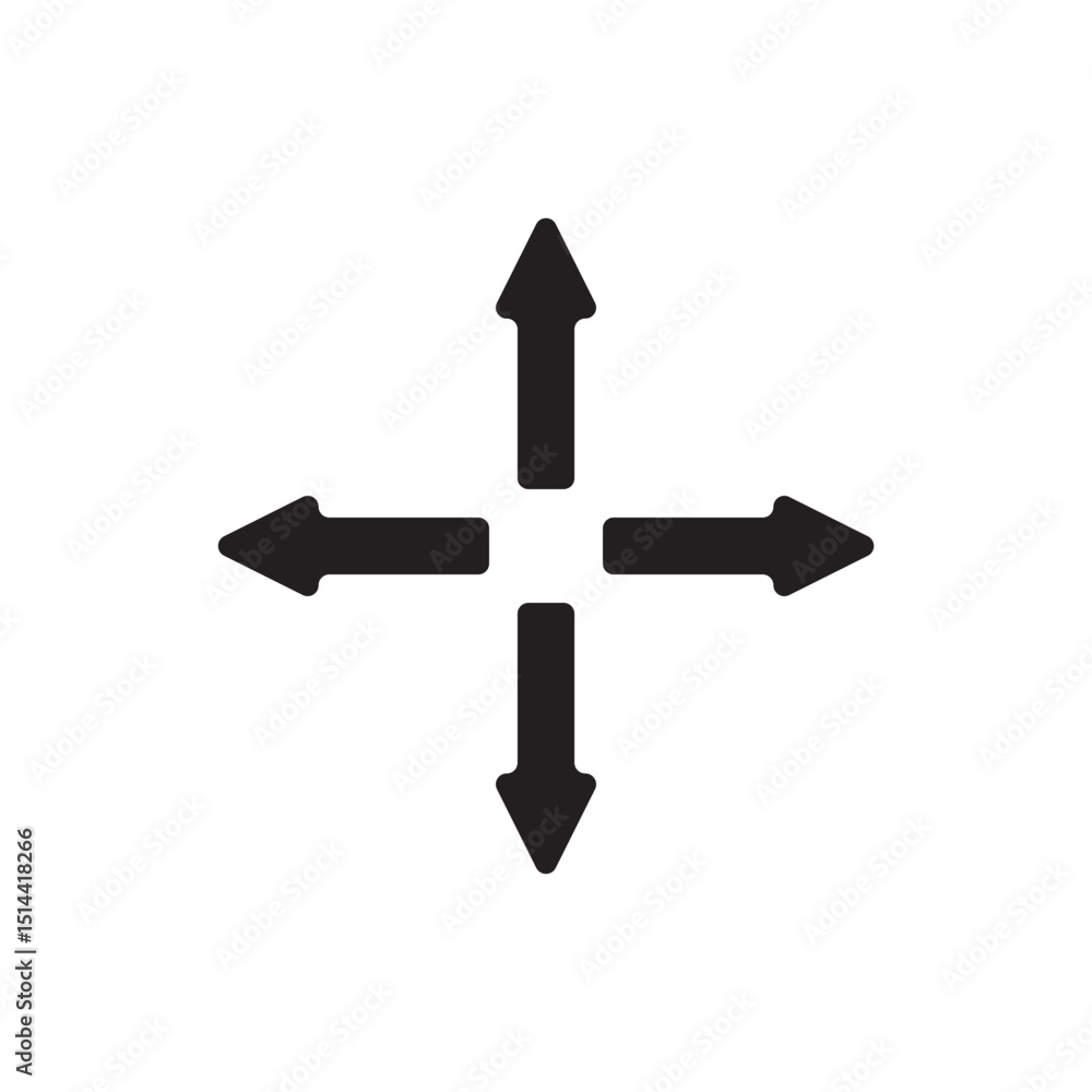 Poster vector of four arrows pointing up, down, left, and right, ideal for maps, navigation, or control int