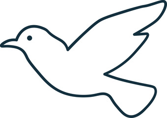 Hand drawn Flying Bird Outline Illustration