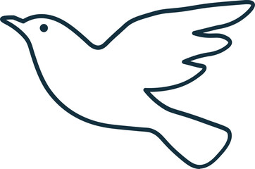 Hand drawn Flying Bird Outline Illustration