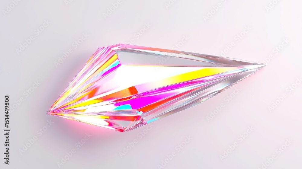 Poster glowing data stream in geometric prisms with glitch distortion, vibrant colors, dynamic shapes, abst