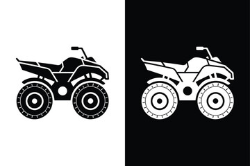 Ride Quad Bike Icon. ATV Glyph Vector for Web Design on Black & White Background