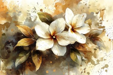Abstract floral still life in muted colors.