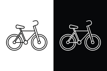Fototapeta premium Bicycle Vector. Cycling line Icon Isolated on Black and White BG