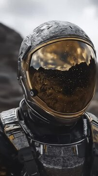 Astronaut Helmet with Alien Planet.