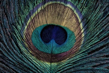 Obraz premium Vibrant Peacock Feather Close up Jewel toned Texture and Detailed Eye Pattern