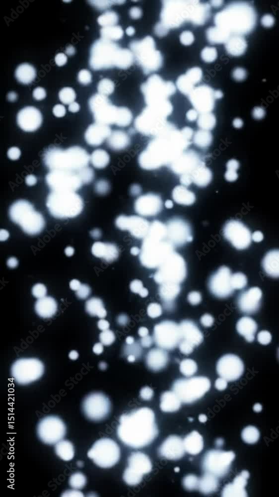 Poster small, luminous white particles of varying sizes with a soft, ethereal glow slowly rising and floati