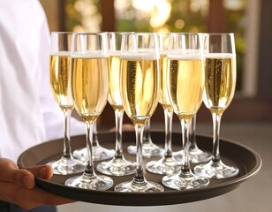Champagne flutes on a tray (3)