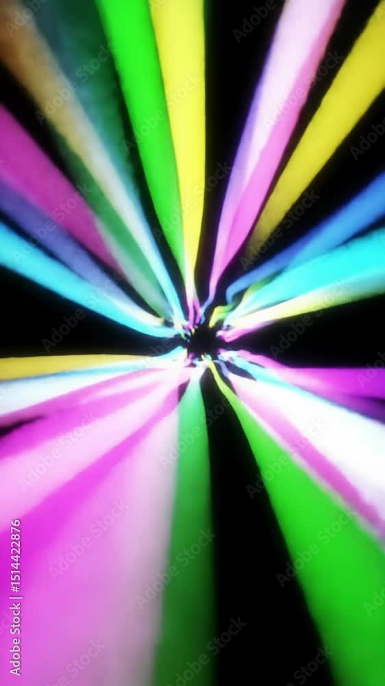 Poster iridescent light rays in spectral colors flow dynamically through a futuristic digital light tunnel 