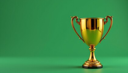 an abstract representation of trophy, positioned right, ,no text, no logo, isolated green background