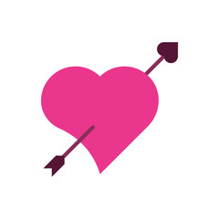 heart pierced by Cupid’s arrow, classic symbol of falling in love and affection, perfect for romantic designs.