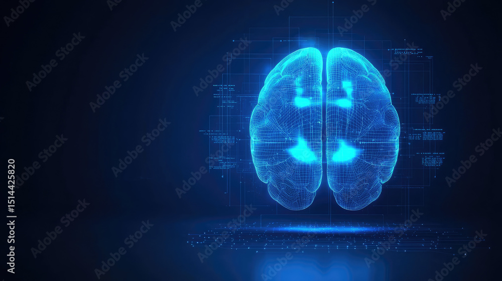 Aufkleber innovative ai brain visualization digital space 3d animation futuristic environment close-up view co