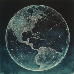 Obraz premium Global network connections visualized on a stylized Earth