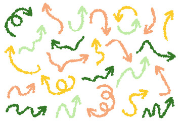 手描き風のカラフルな矢印のアイコンセット