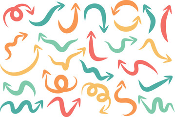 色んな方向を指しているカラーの矢印のアイコンセット