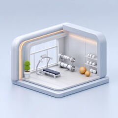 Modern Isometric Home Gym Interior Design Render