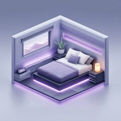 Isometric 3D Render of Modern Teen Bedroom Design