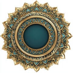 Elegant Gold and Teal Mandala Frame Design