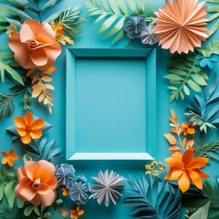 Colorful Paper Flowers and Frame for Creative Display