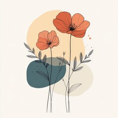 Minimal Floral Line Art with Quokka Elements