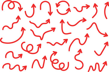 手描きの赤い矢印アイコンセット