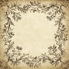Vintage Victorian Floral Border in Sepia Tone