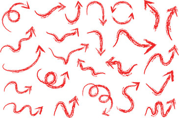 手描きの赤い矢印のアイコンセット