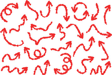 手描きの赤い矢印のアイコンセット