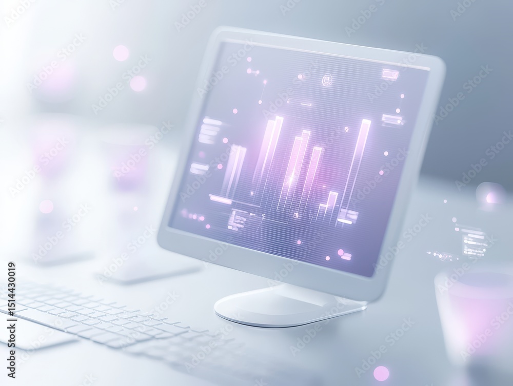 Aufkleber business developmen concept. Futuristic computer displaying abstract data visualization and graphics.