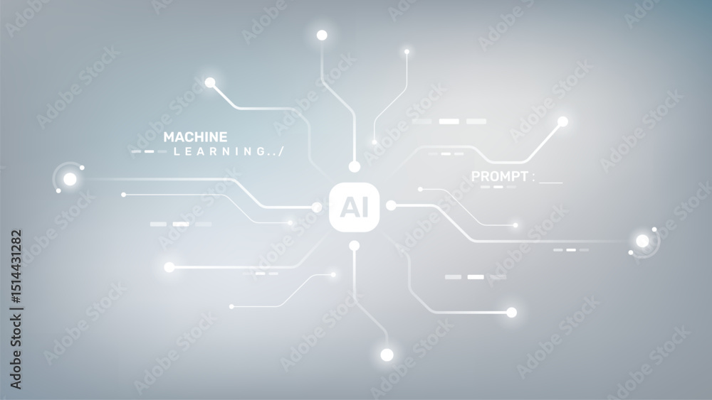 Aufkleber ai circuit vector with digital technology electronic data network and ai computer background.