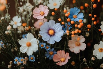 Vibrant wildflowers in a colorful spring bouquet.