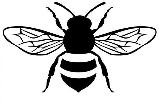 Silhouette of a bee with detailed wings.