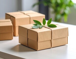 Gift boxes, light, green leaves