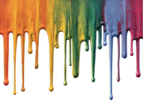 Dripping colorful paint streaks against black background - Powered by Adobe
