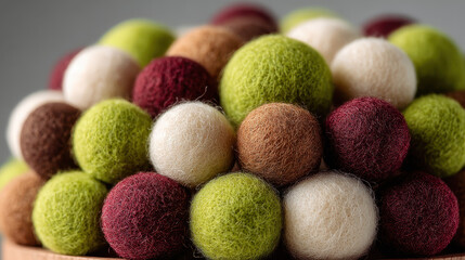 Colorful Felt Balls Assorted Collection in Various Sizes for Craft Projects Decoration or Handmade Art Supplies with Bright Vibrant Colors and Soft Textures