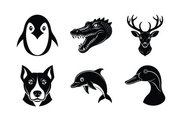 set of animal silhouette vector