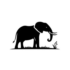 Fototapeta premium Elephant with Tusks Silhouette for Wildlife and Strength Design